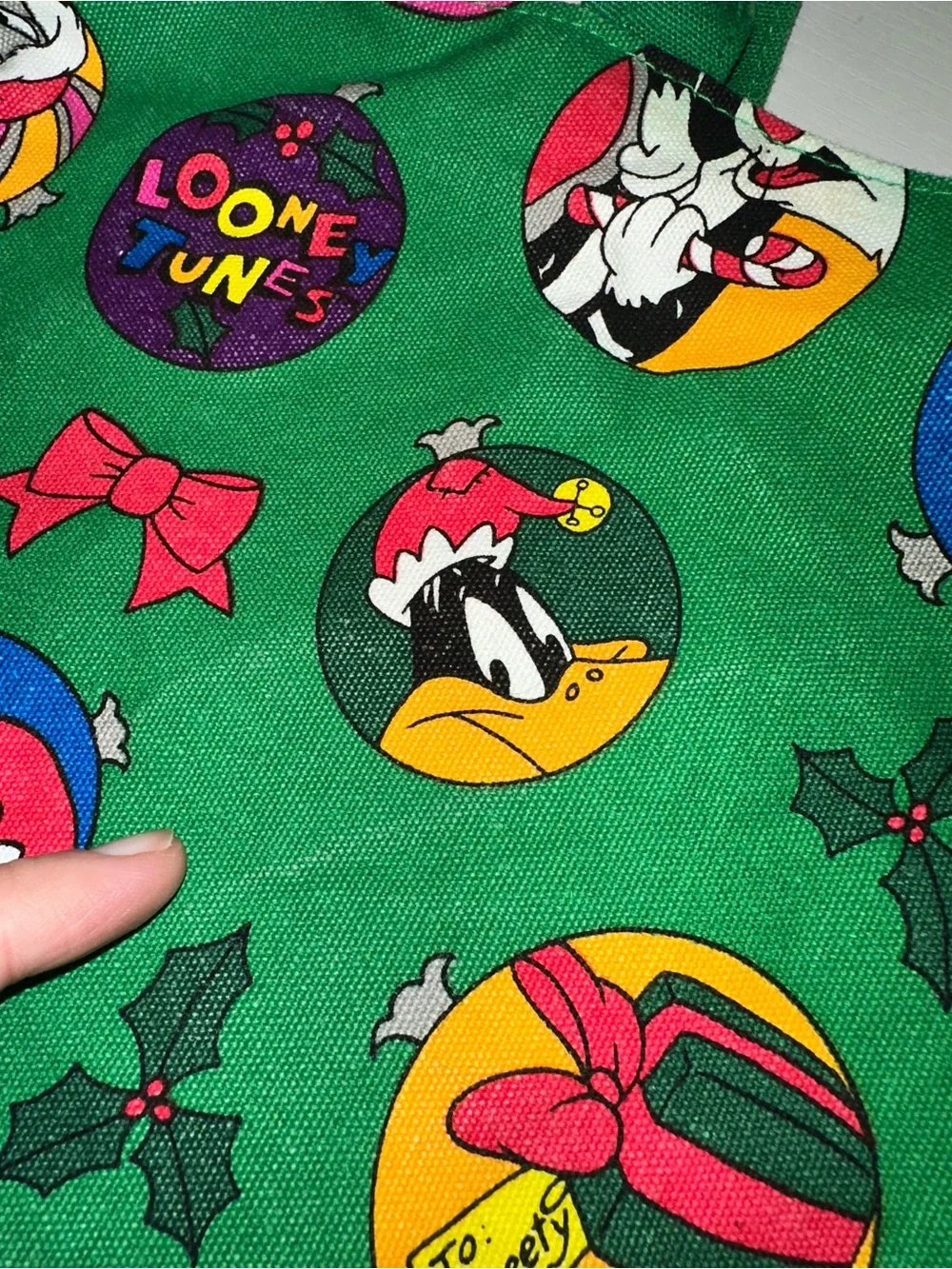 Vtg 1993 Looney Tunes Holiday Mischief Canvas Tote Bag